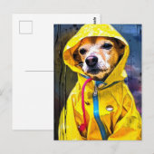 Hond in een schattige gele regenjas briefkaart (Voorkant / Achterkant)