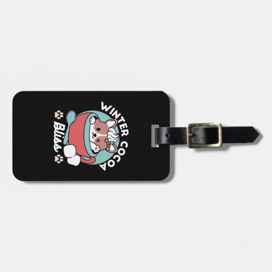 Hond in feestelijke Mok voor Holiday Vibes - Winte Bagagelabel (Voorkant horizontaal)