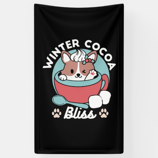 Hond in feestelijke Mok voor Holiday Vibes - Winte Spandoek (Verticaal)