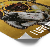 Hond in gele glazen Mixed Media Collage Poster (Hoek)