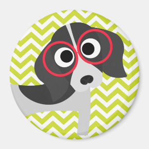 Hond in Glazen Groen Chevron Stripe Patroon Magneet