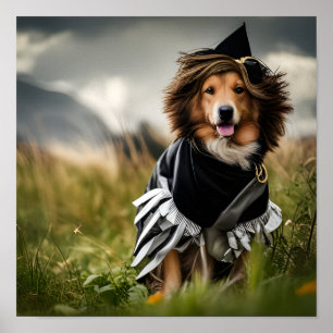 Hond in Halloween kostuum Poster
