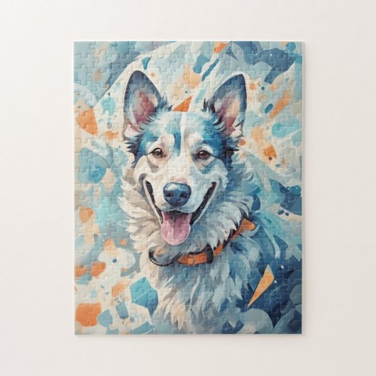 Hond in het blauw legpuzzel (Verticaal)