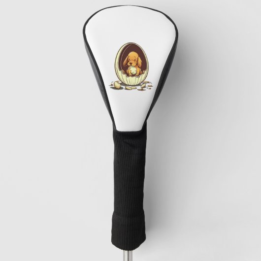 Hond in het ei. golfheadcover (Voorkant)