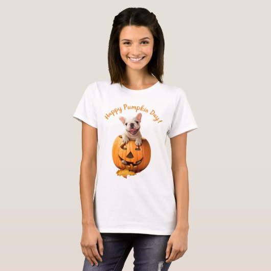 Hond in Jack-o-Lantern T-shirt (Voorkant volledig)