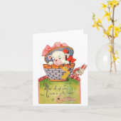  hond in mandje Pasen Kaart (Gele Bloem)