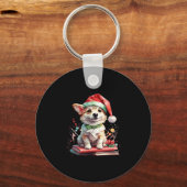 Hond in Pet met boeken - Een volmaakte Christus Sleutelhanger (Voorkant)