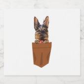 Hond in Pocket Funny Puppy voor Hondenliefhebbers Sparkling Wijnetiket (Enkel label)