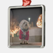 Hond in Santa Costume Metalen Ornament (Links)