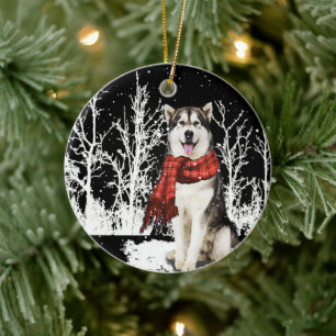 Hond in sneeuw Siberian Husky ijsschaap Keramisch Ornament
