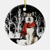 Hond in sneeuw Siberian Husky ijsschaap Keramisch Ornament (Voorkant)