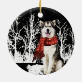 Hond in sneeuw Siberian Husky ijsschaap Keramisch Ornament (Achterkant)