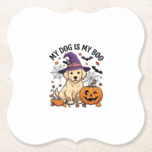 Hond Is Boo Halloween Heks Puppy Pompoen_1 Kartonnen Onderzetters