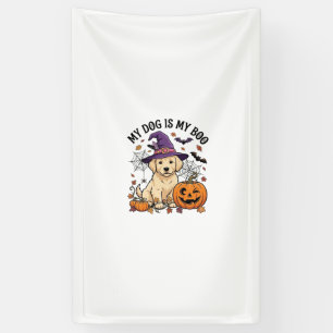 Hond Is Boo Halloween Heks Puppy Pompoen_1 Spandoek