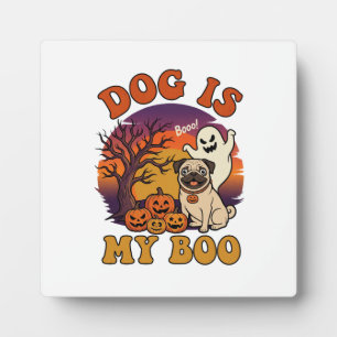 Hond Is Boo Halloween Pug Geest Pompoenen_1 Fotoplaat