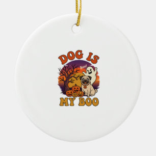 Hond Is Boo Halloween Pug Geest Pompoenen_1 Keramisch Ornament