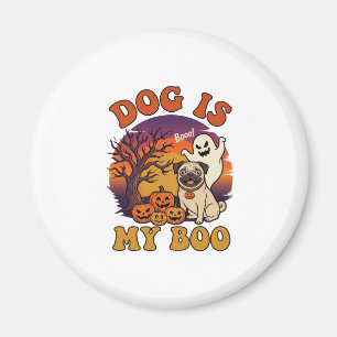Hond Is Boo Halloween Pug Geest Pompoenen_1 Magneet