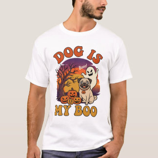 Hond Is Boo Halloween Pug Geest Pompoenen_1 T-shirt