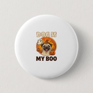 Hond Is Boo Pug Halloween Geest Pompoen Ronde Button 5,7 Cm