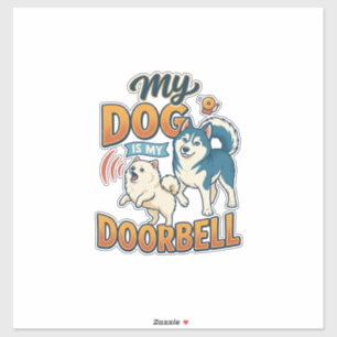 Hond Is Deurbel Blaffen Wit Blauw_1 Sticker