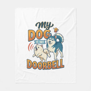 Hond Is Deurbel Blaffen Witte Blauwe_1 Fleece Deken