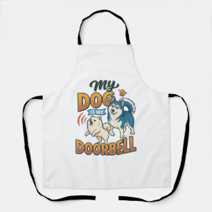 Hond Is Deurbel Blaffen Witte Blauwe_1 Schort