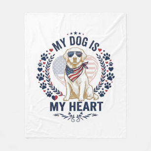 Hond Is Hart Amerikaanse Vlag Zonnebril_1 Fleece Deken