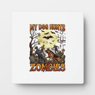 Hond Jaagt op Zombies Halloween Duitse Herdersmaan Fotoplaat