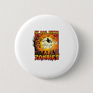 Hond Jaagt op Zombies Halloween Geesten Heks Maan Ronde Button 5,7 Cm
