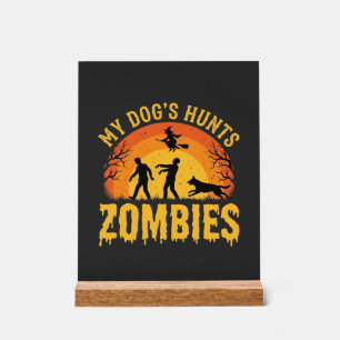 Hond Jaagt op Zombies Halloween-ontwerp Acryl Bord