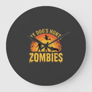 Hond Jaagt op Zombies Halloween-ontwerp Grote Klok