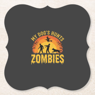 Hond Jaagt op Zombies Halloween-ontwerp Kartonnen Onderzetters