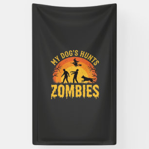 Hond Jaagt op Zombies Halloween-ontwerp Spandoek