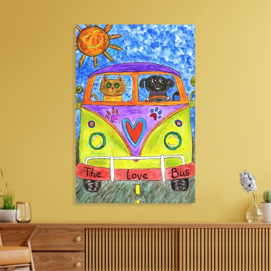 Hond & Kat Canvas 24 "x 36" (Insitu (Woonkamer))