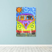 Hond & Kat Canvas 24 "x 36" Afdruk (Insitu (Houten vloer))