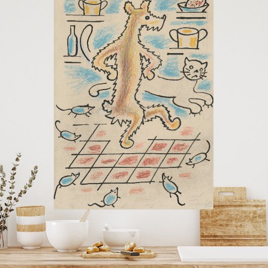 Hond, kat en muis poster (Keuken)