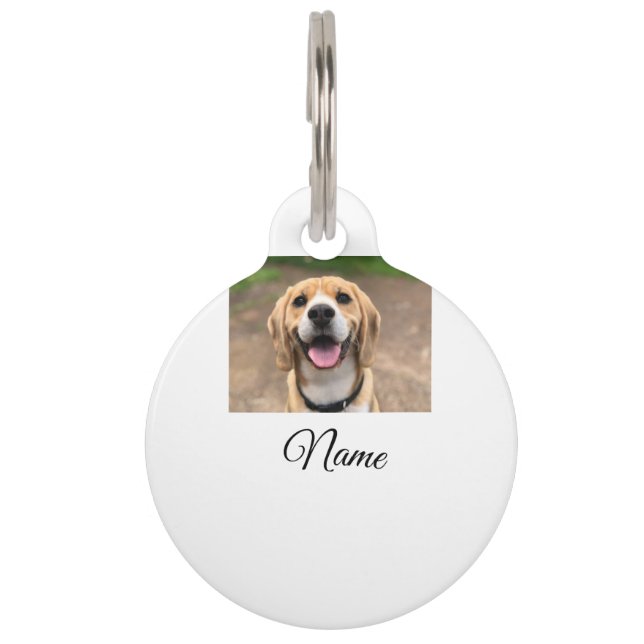 Hond kat foto voeg huisdier naam cu aangepaste gep huisdierpenning (Voorkant)