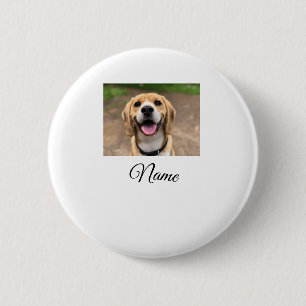 Hond kat foto voeg huisdier naam cu aangepaste gep ronde button 5,7 cm
