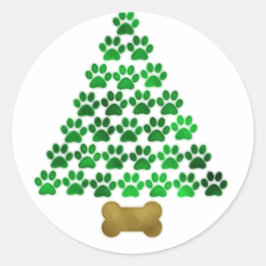 Hond/kat kerstboom ronde sticker