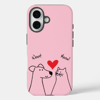 Hond, kat, liefde iPhone 16 hoesje