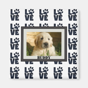 Hond Kat Liefde Pootafdruk Persoonlijke Foto Magneet