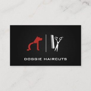 Hond Kat Logo Trimmer Zwarte Mesh Achtergrond Visitekaartje