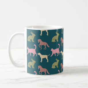 Hond Kat Paard Dieren Silhouetten Patroon Koffiemok