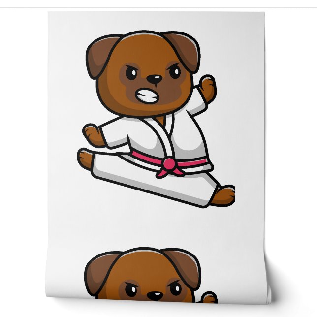 Hond kent Karate Behang (Afrollen)