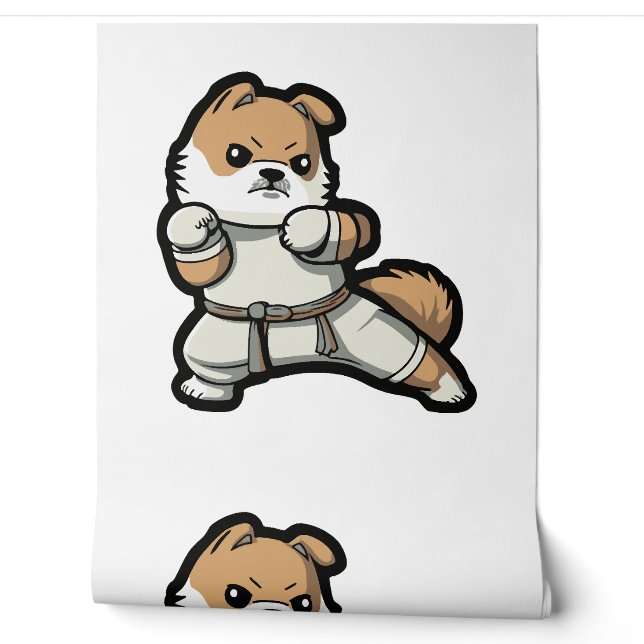 Hond kent Karate Behang (Afrollen)