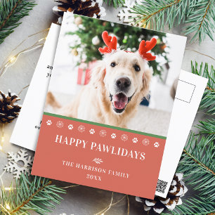 Hond Kerst Foto Gelukkig Poeslied Feestdagenkaart