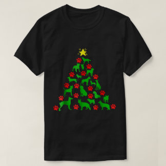 Hond Kerstboom Pootafdruk Ontwerp T-shirt