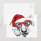 Hond, Kerstmis, Feestdagen, decoraties, feestviere Briefkaart (Voorkant / Achterkant)