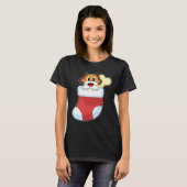 Hond Kerstmis sokken T-shirt (Voorkant volledig)