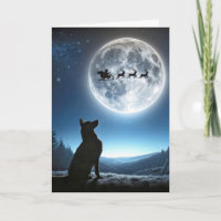 Hond kijken naar de Kerstman en rendier